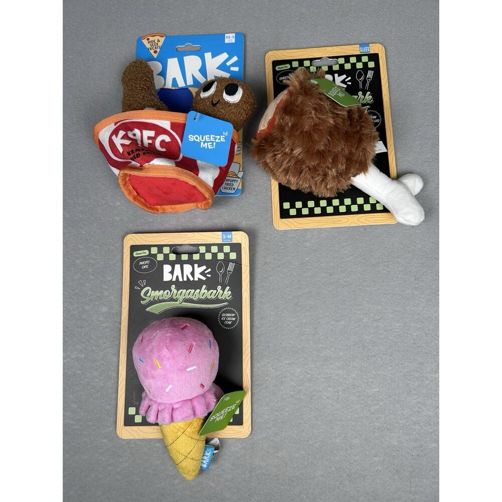 Bark New Dog Toys Slobbery Ice Cream Cone, Tavern Turkey Leg, Sunday Funday Set